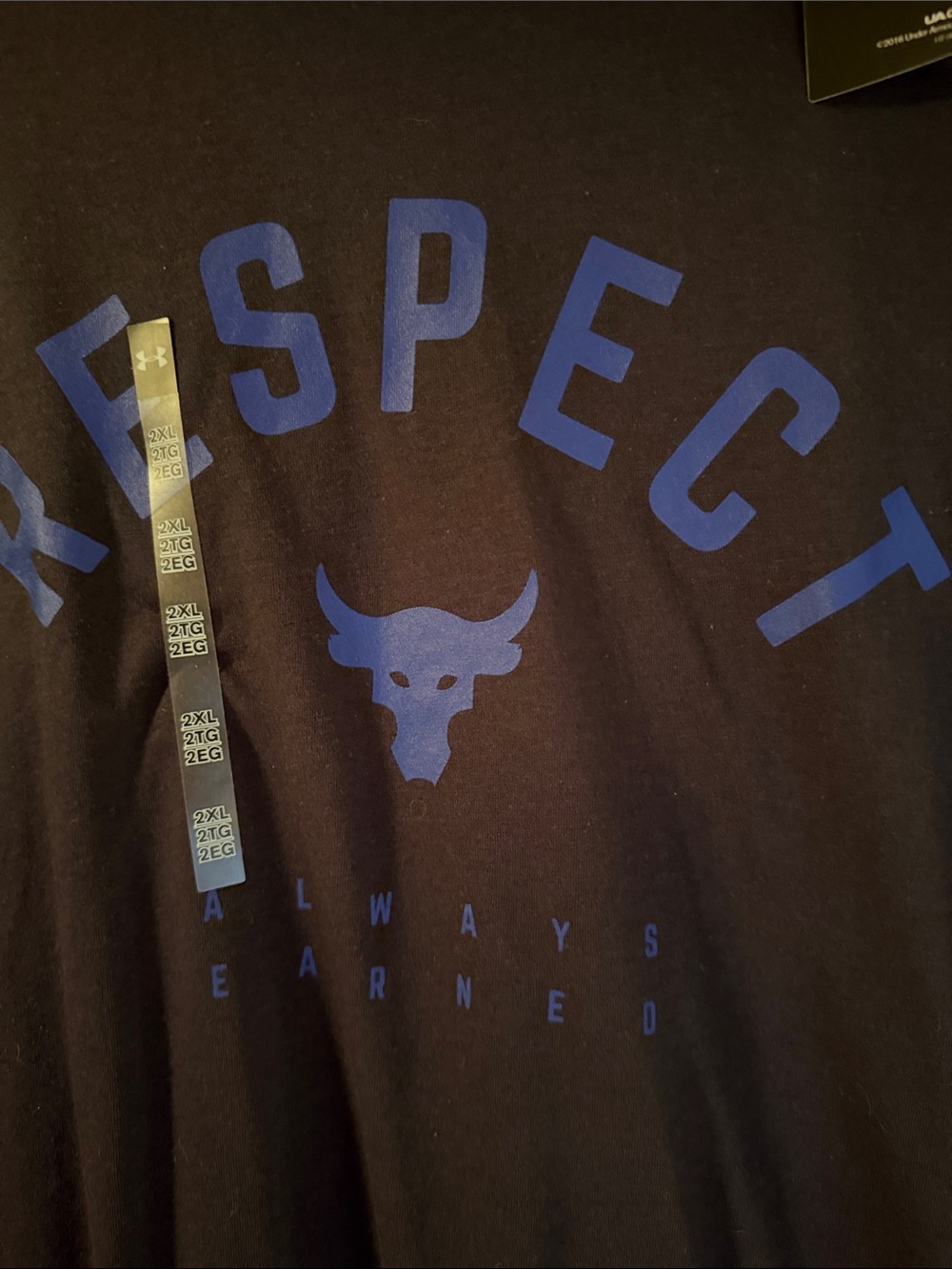 Under Armour Men’s Black Short Sleeve 'Respect' Logo Tee with Blue Graphic - Picture 4 of 5